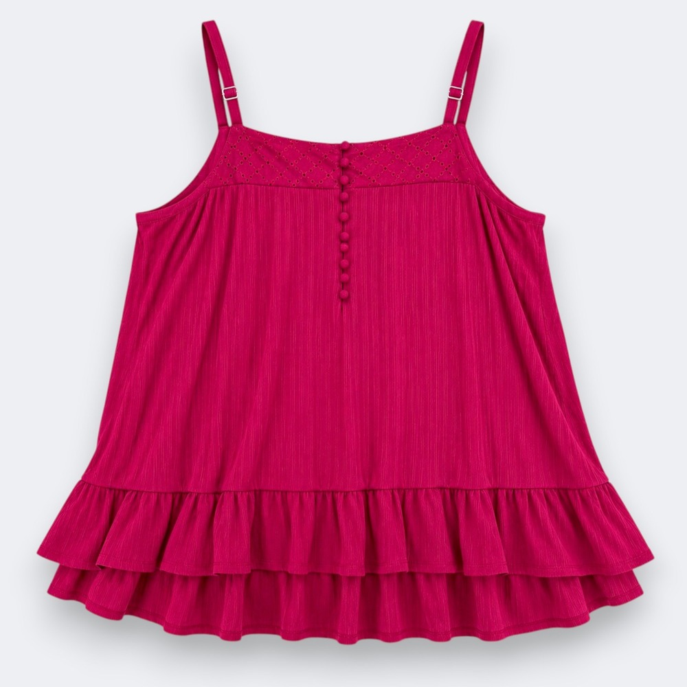 Torrid Womens Eyelet Lace Ruffle Tank Top Size 3X (3 tagged)  Pink Boho